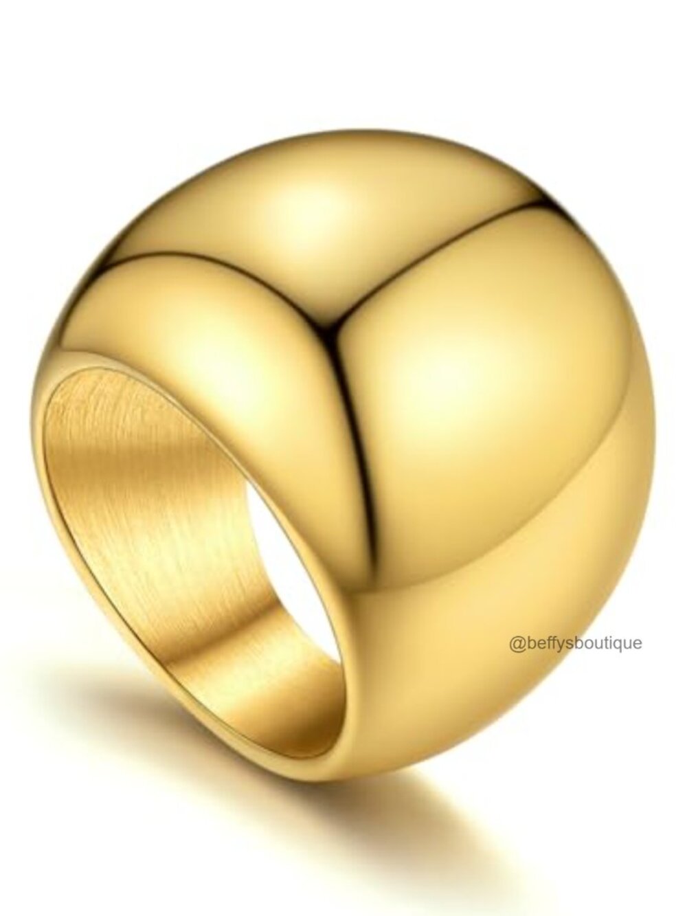 Chunky Dome Ring 14K Gold Plated Stainless Steel Statement Band